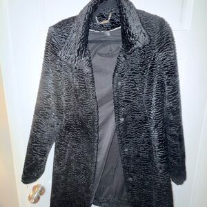 White House Black Market Black Faux Fur Teddy Jacket